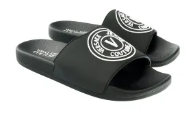 Versace Jeans Couture Black V Medallion Logo Pool Slide-