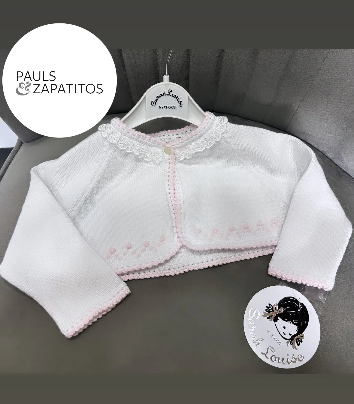White and Pink Sarah Louise Cardigan 006686