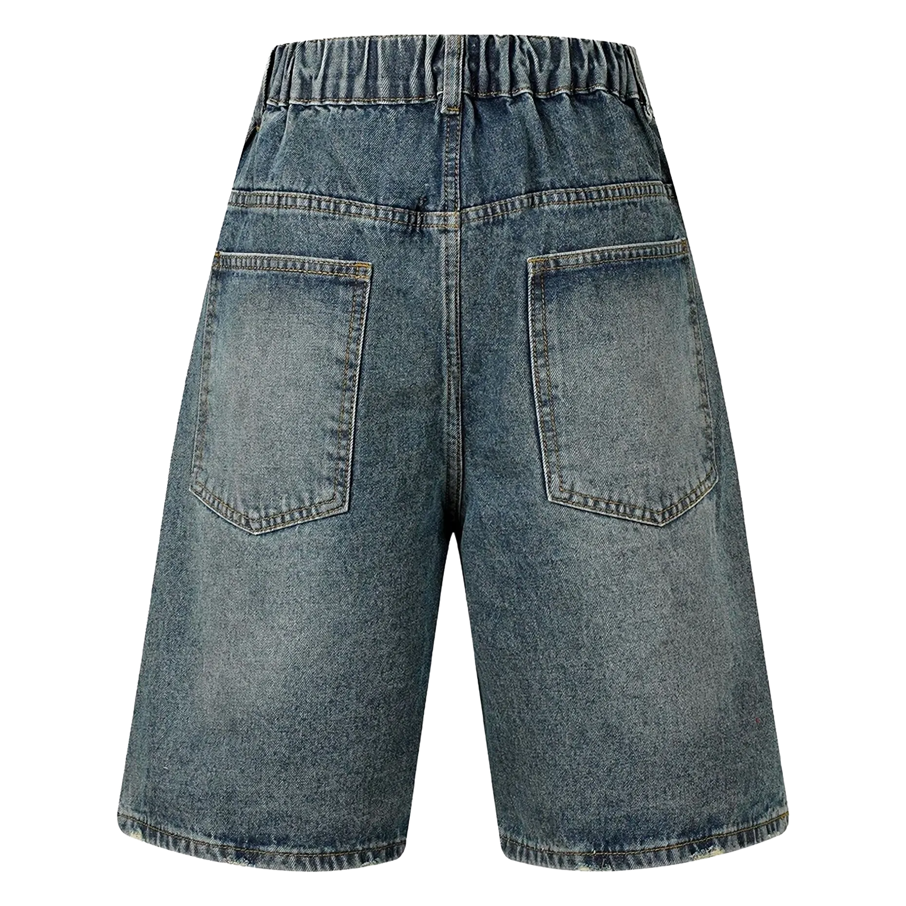 Wide Leg Webbed Denim Shorts