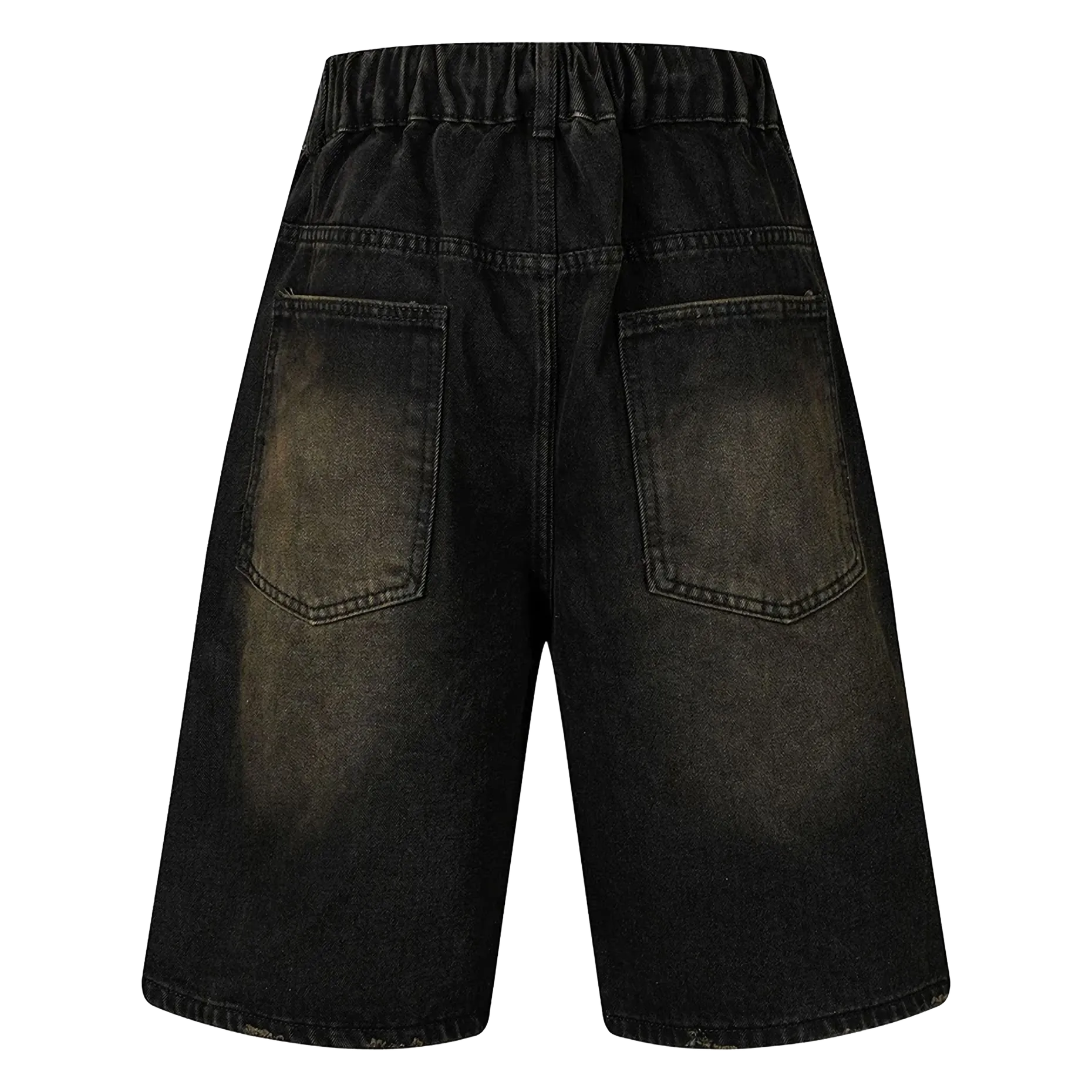 Wide Leg Webbed Denim Shorts