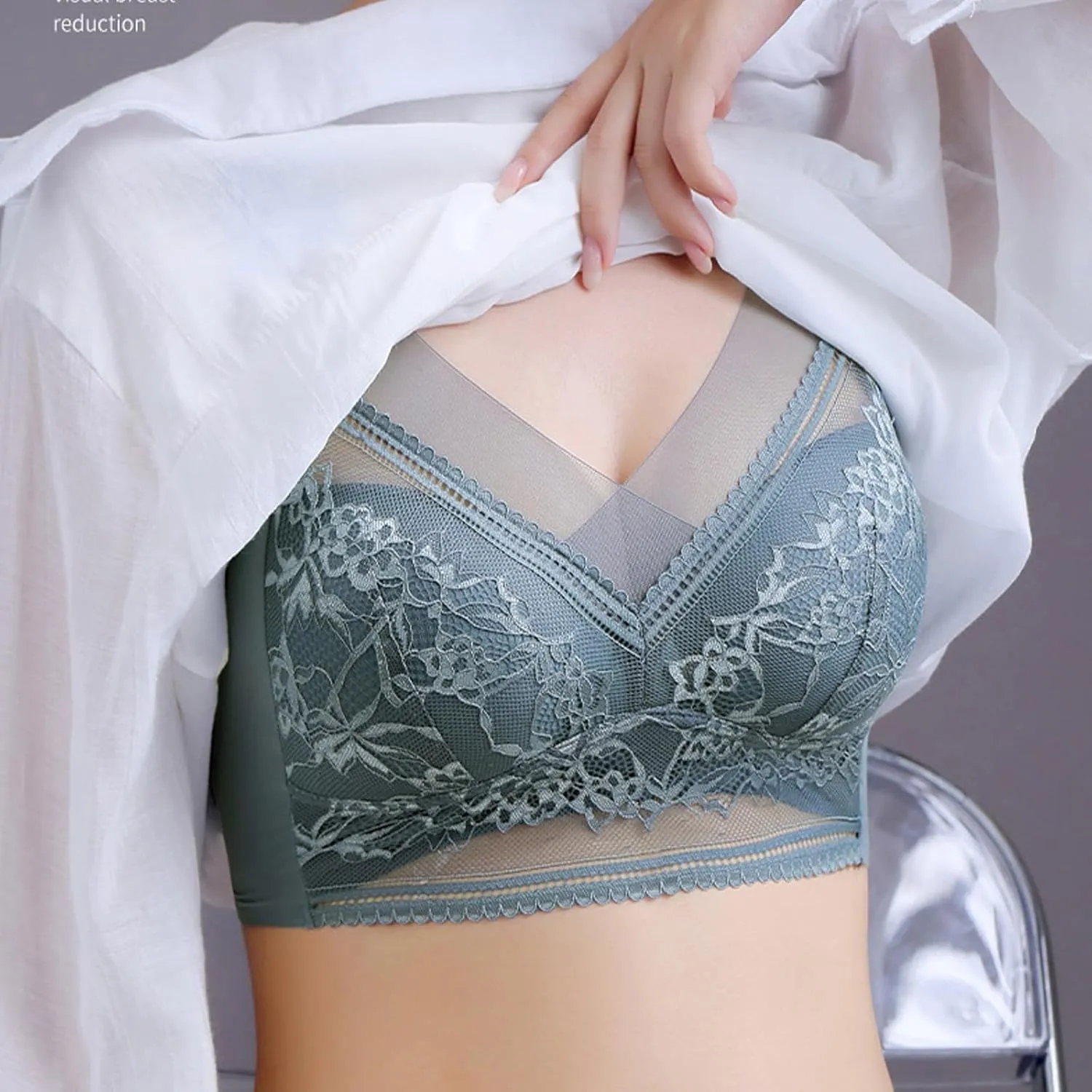 Women Lace Lingerie Set Sexy Underwire Push Up Bra Plus Size Seamless Comfortable Anti-Sagging Gathered Sports Bras