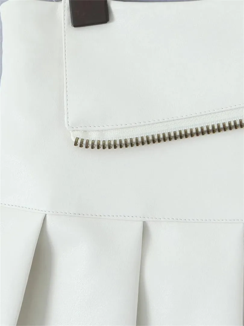 Women Pleated Pu Mini Skirt Sexy Low Waist Super Short Skirts Chic Zipper Slim Skorts