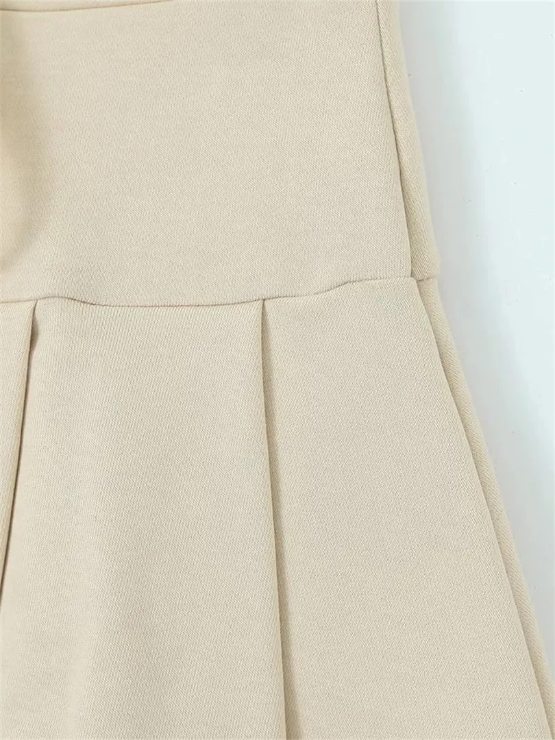 Women Summer Pleated Stretch Knitted Mini Skirt Cute Chic Drawstring Super Short Skirts