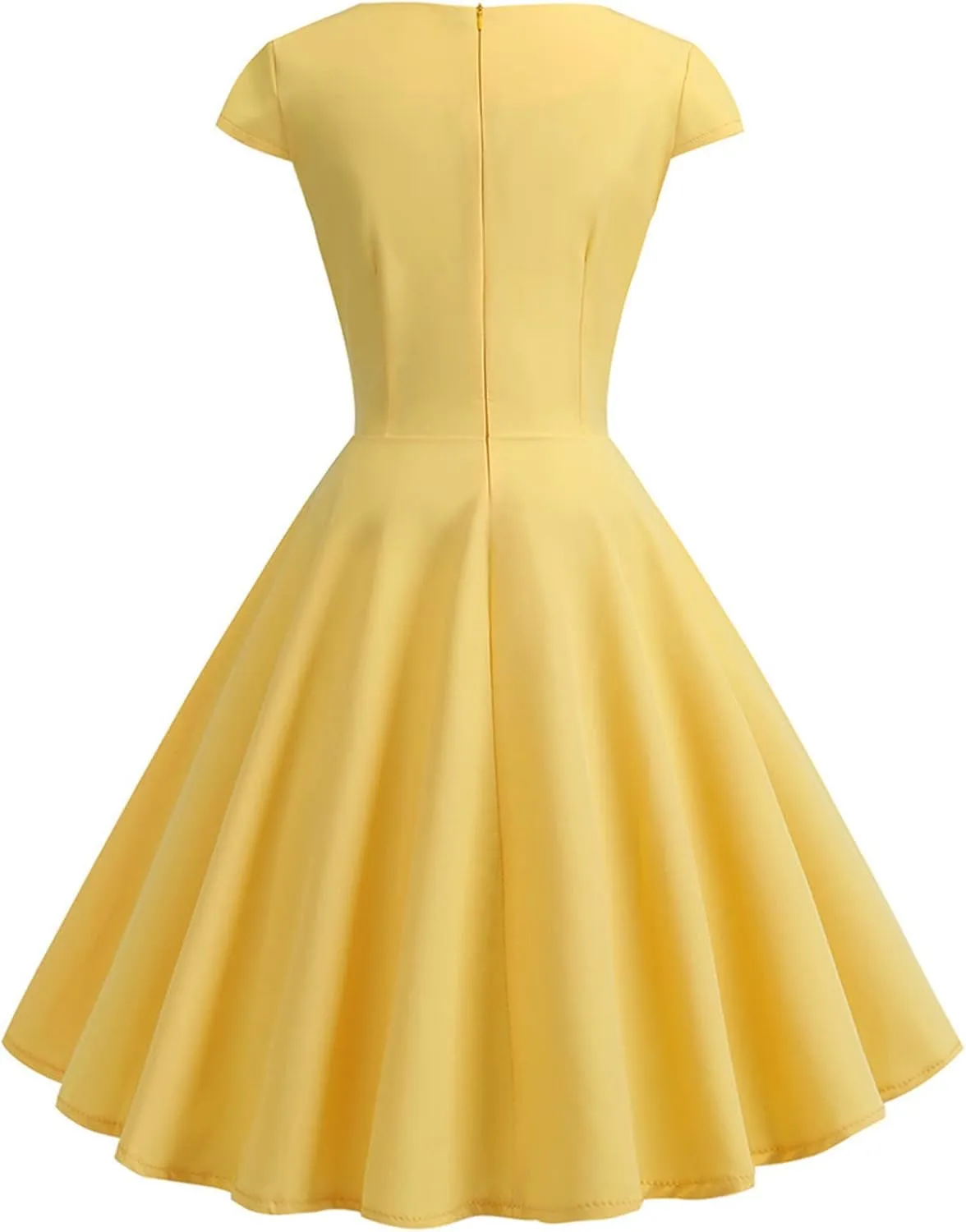 Women's 1950s Vintage Dress Wrap V Neck Cap Sleeve Dress Retro Cocktail Party Swing Dresses A-Line Flared Midi Dress
