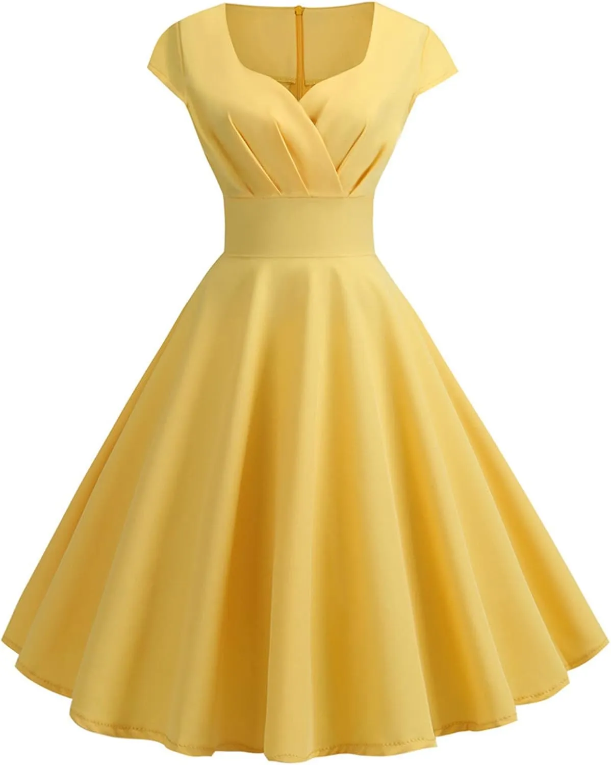 Women's 1950s Vintage Dress Wrap V Neck Cap Sleeve Dress Retro Cocktail Party Swing Dresses A-Line Flared Midi Dress