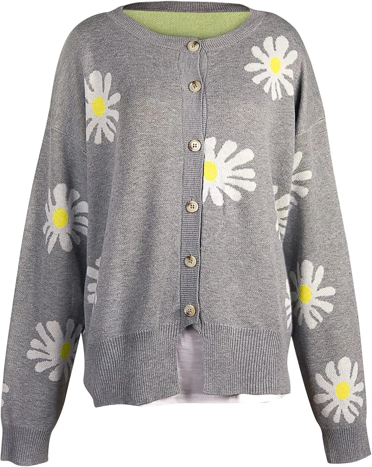 Womens 2023 Long Sleeve V Neck Button Down Cardigan Open Front Soft Chunky Knit Oversized Sweaters Coat with Pocket