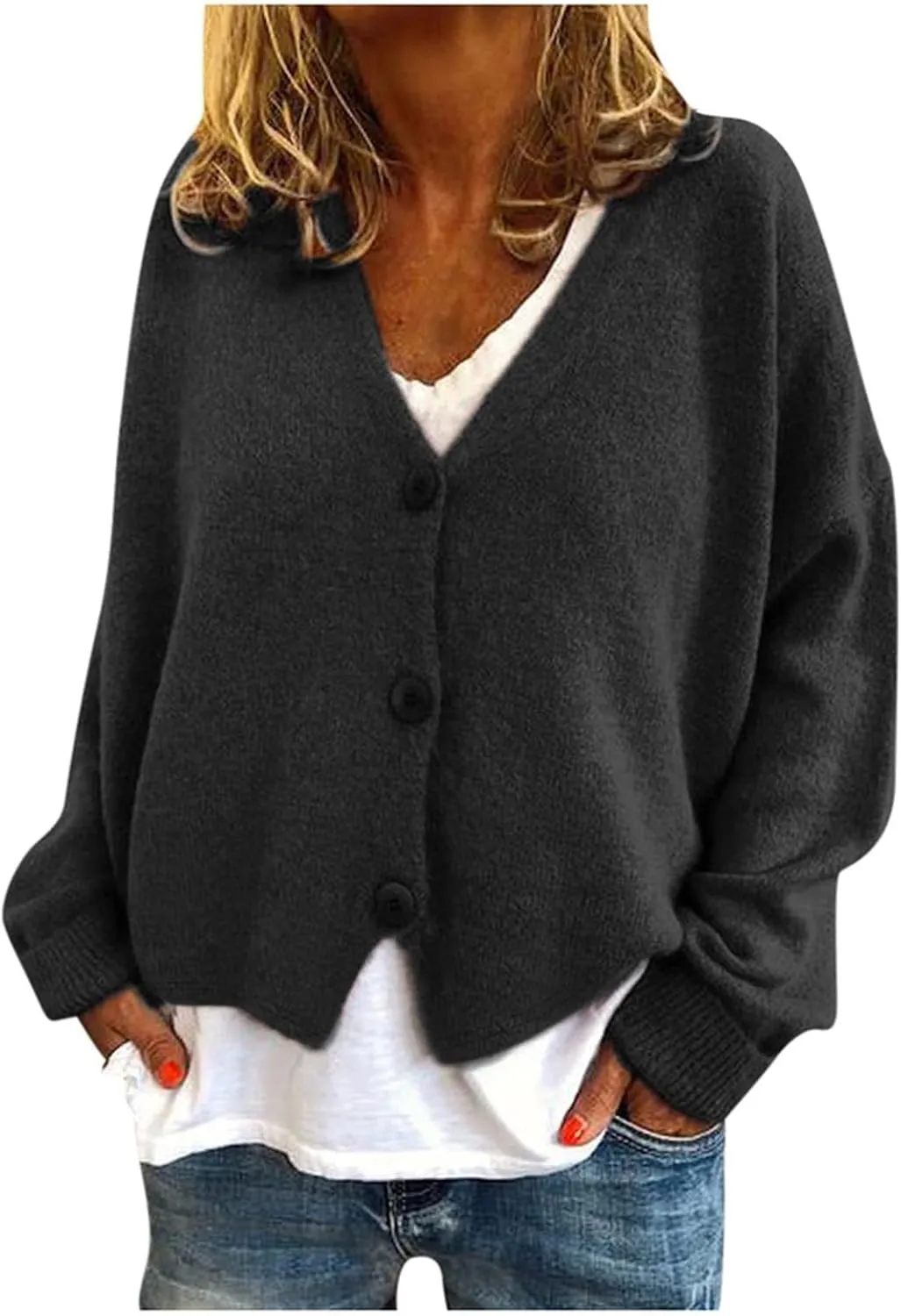 Women's Cardigan Sweaters 2025 V-Neck Button Cashmere Crop Tops Long Sleeve Knit Sweater Soft Warm Knitted Outwear