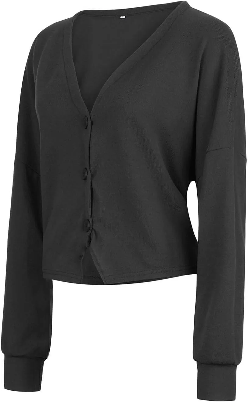 Women's Cardigan Sweaters 2025 V-Neck Button Cashmere Crop Tops Long Sleeve Knit Sweater Soft Warm Knitted Outwear