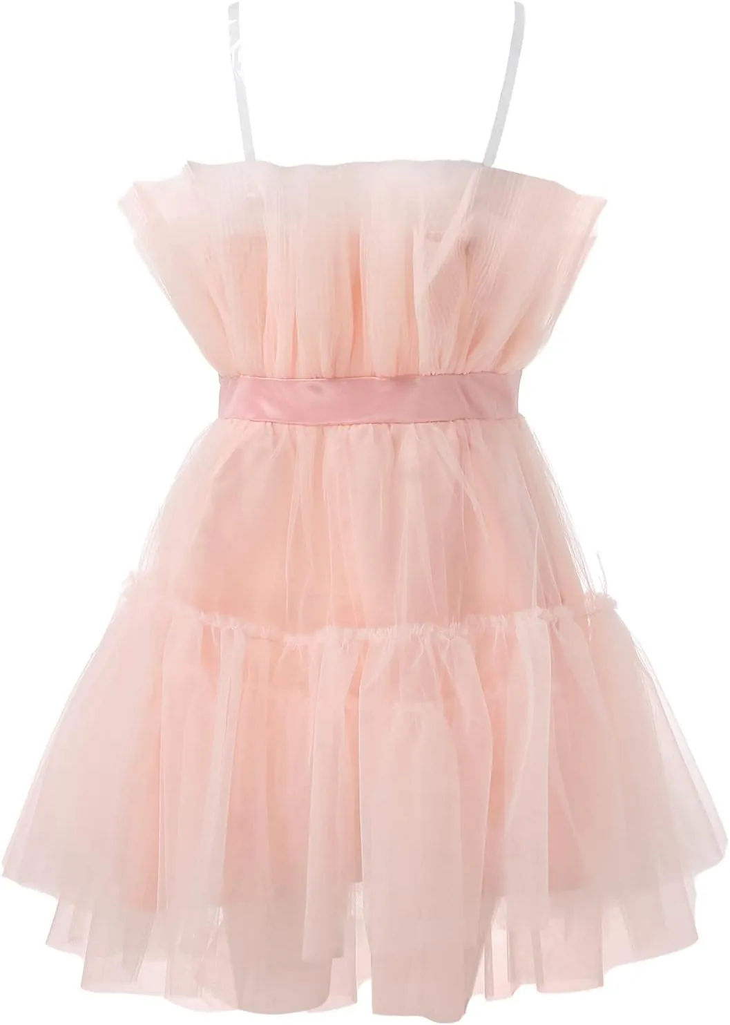Womens Dress Off Shoulder Wedding Mesh Party Dress Plus Size High Waist A-Line Tulle Skirt Pleated Mini Dress for Carnival