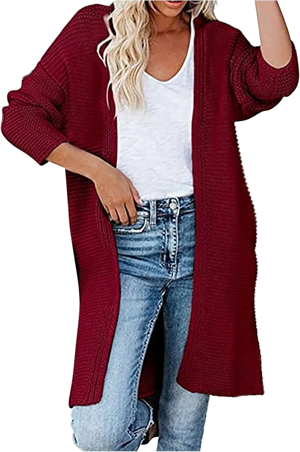 Womens Long Cardigan Sweaters 2022 Fall Oversized Slouchy Knit Chunky Open Front Sweater Coat Cozy Soft Outerwear