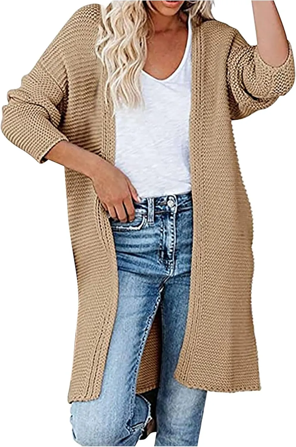 Womens Long Cardigan Sweaters 2022 Fall Oversized Slouchy Knit Chunky Open Front Sweater Coat Cozy Soft Outerwear