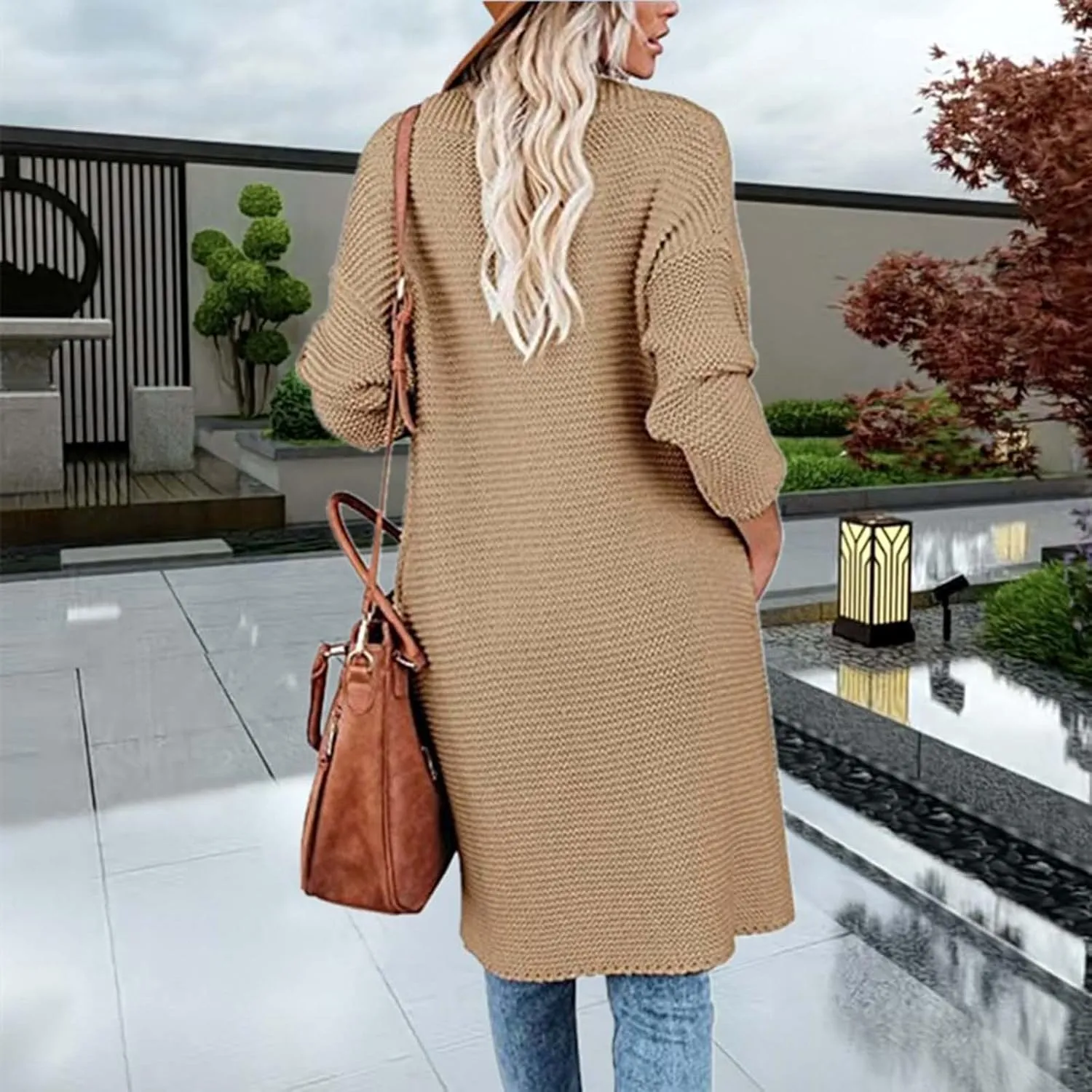 Womens Long Cardigan Sweaters 2022 Fall Oversized Slouchy Knit Chunky Open Front Sweater Coat Cozy Soft Outerwear