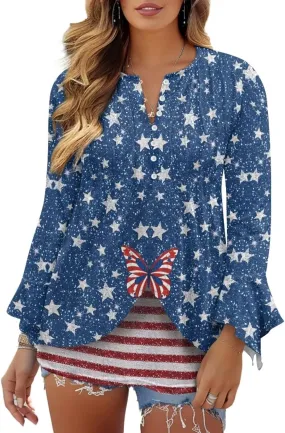 Women's Long Sleeve Button Down T-Shirt Athletic Blouse Breathable Slim Dressy Plus Size Top