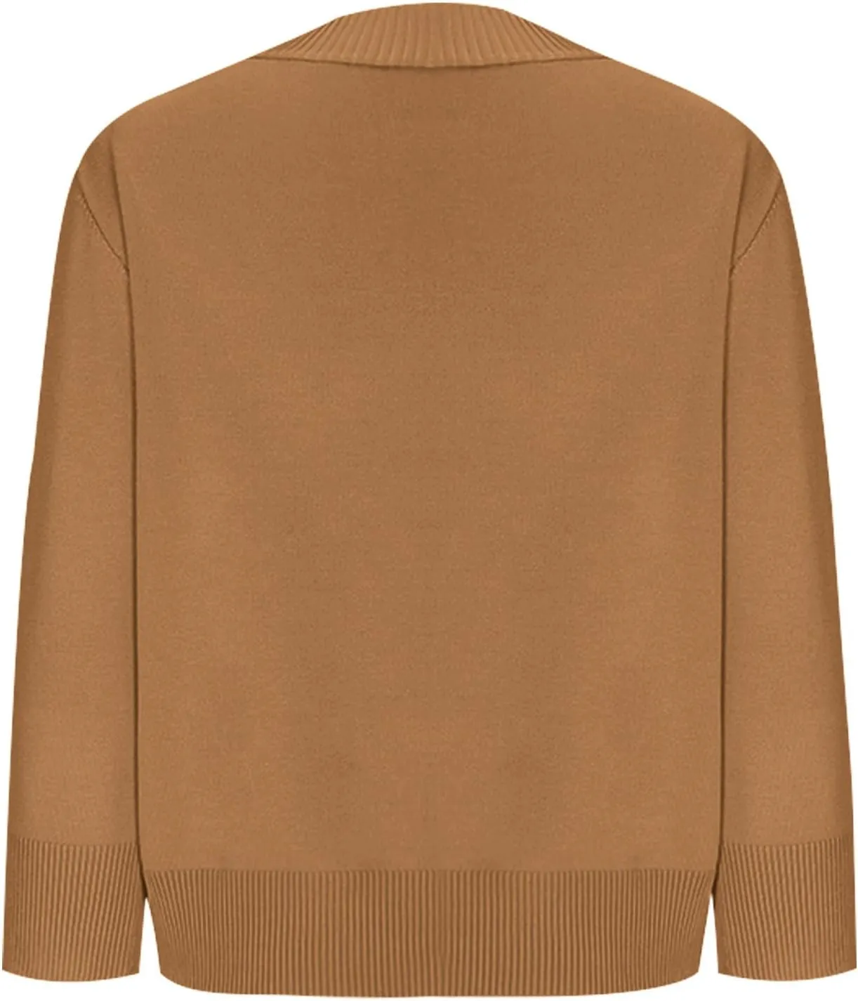 Women's Loose 3/4 Sleeve Cardigan Knitted Sweater Solid Color Cropped Tops Casual Soft Fall Blouse Outwear Coat