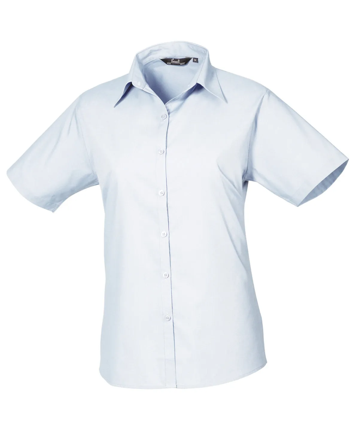 Womens short sleeve poplin blouse | Light Blue