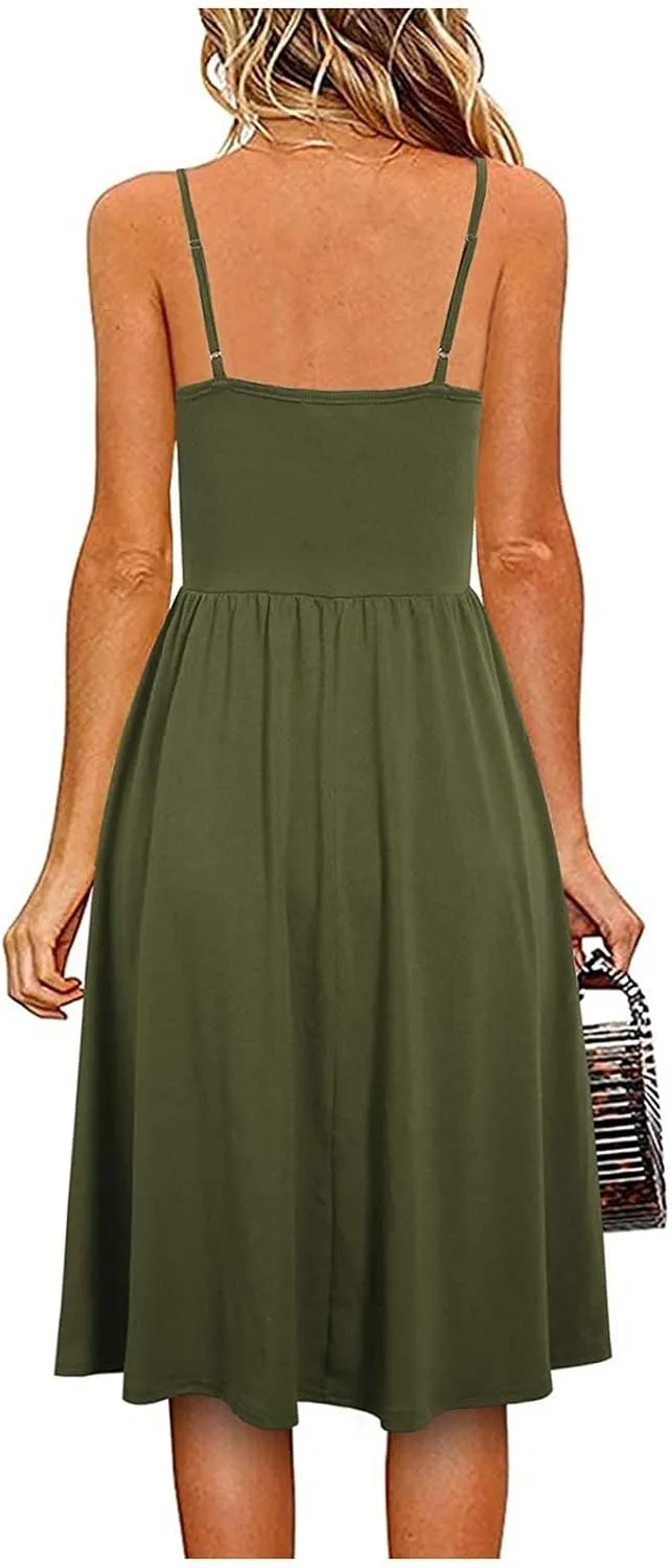 Womens Spaghetti Strap Summer Sundresses Casual Beach Vacation Dresses Wedding Guest Sun Dress Trendy 2025 Clothing
