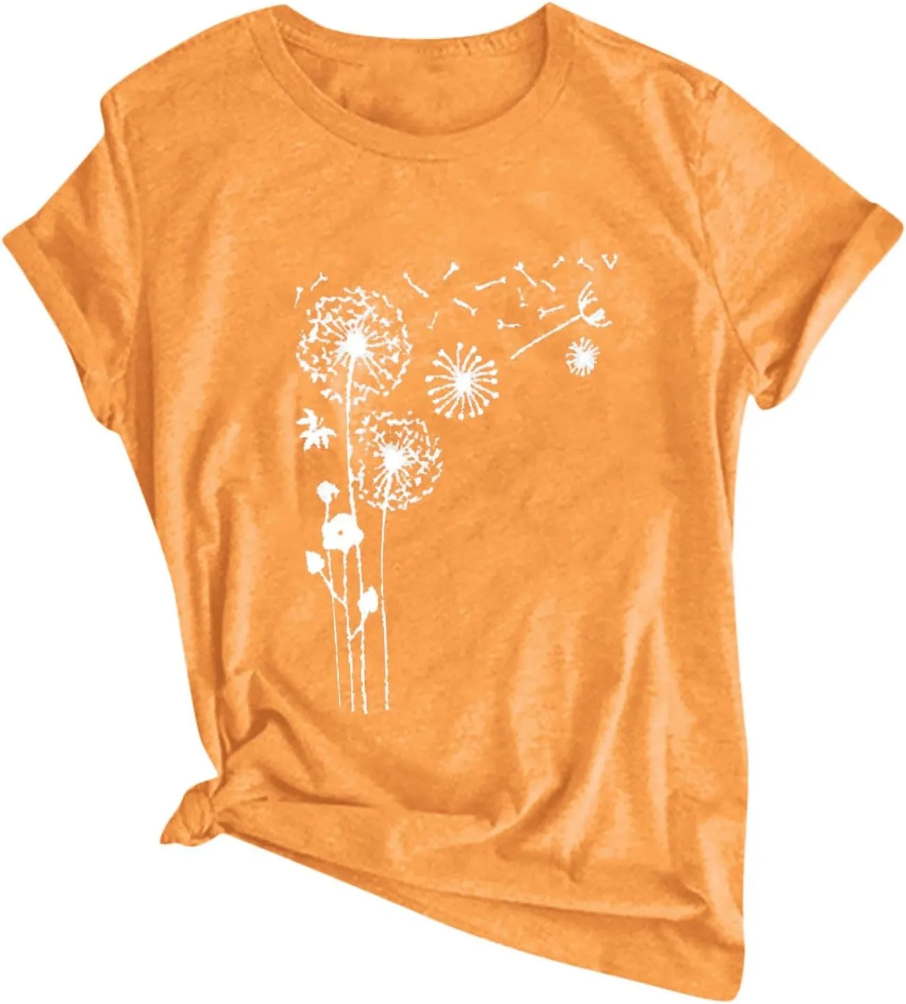 Womens T Shirts Cute Dandelion Graphic Tees Crewneck Short Sleeve Summer Tops Casual Loose Cotton Tshirts